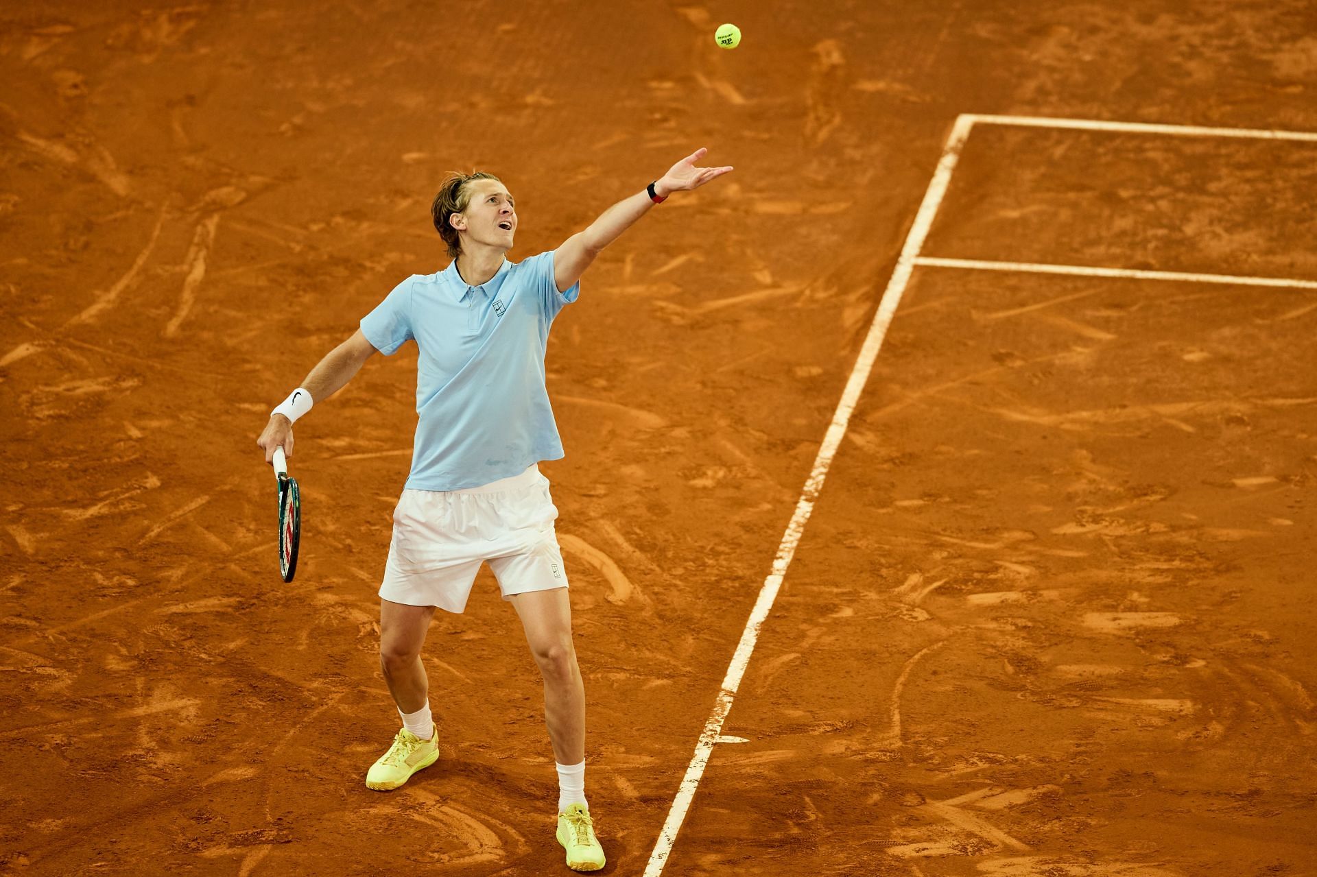 Korda in action at the Mutua Madrid Open - Day Six - Source: Getty